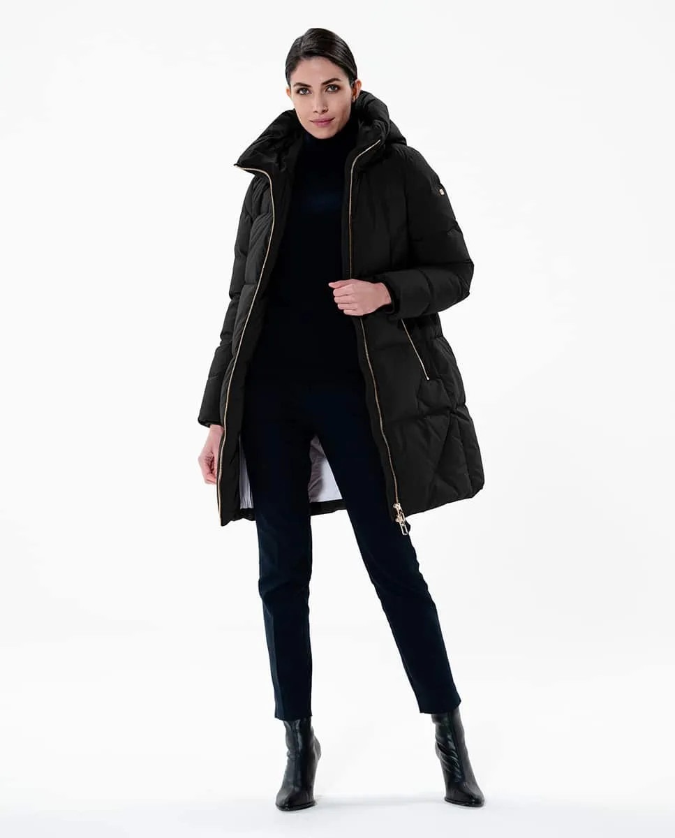 Женский пуховик стеганый до колена Duno, черный
Женский пуховик стеганый до колена Duno, черный