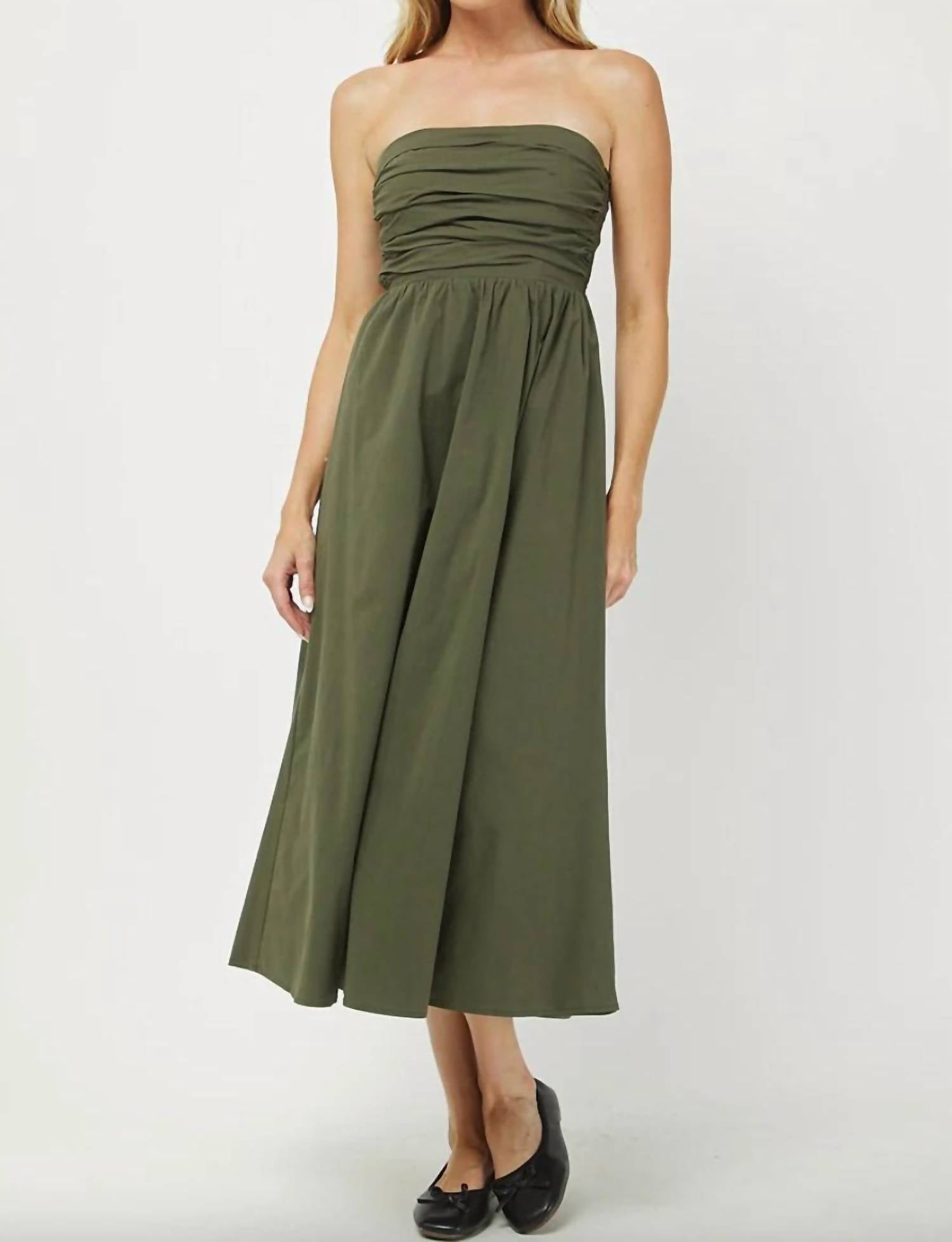 Needii Элегантное платье миди оливково-зеленого цвета
Needii Элегантное платье миди оливково-зеленого цвета