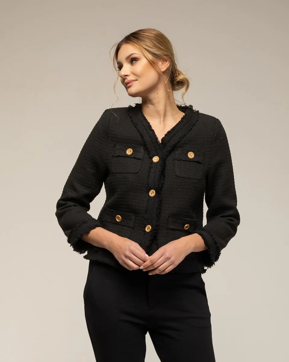 Женский твидовый пиджак с 4 передними карманами Tantra, черный
Женский твидовый пиджак с 4 передними карманами Tantra, черный