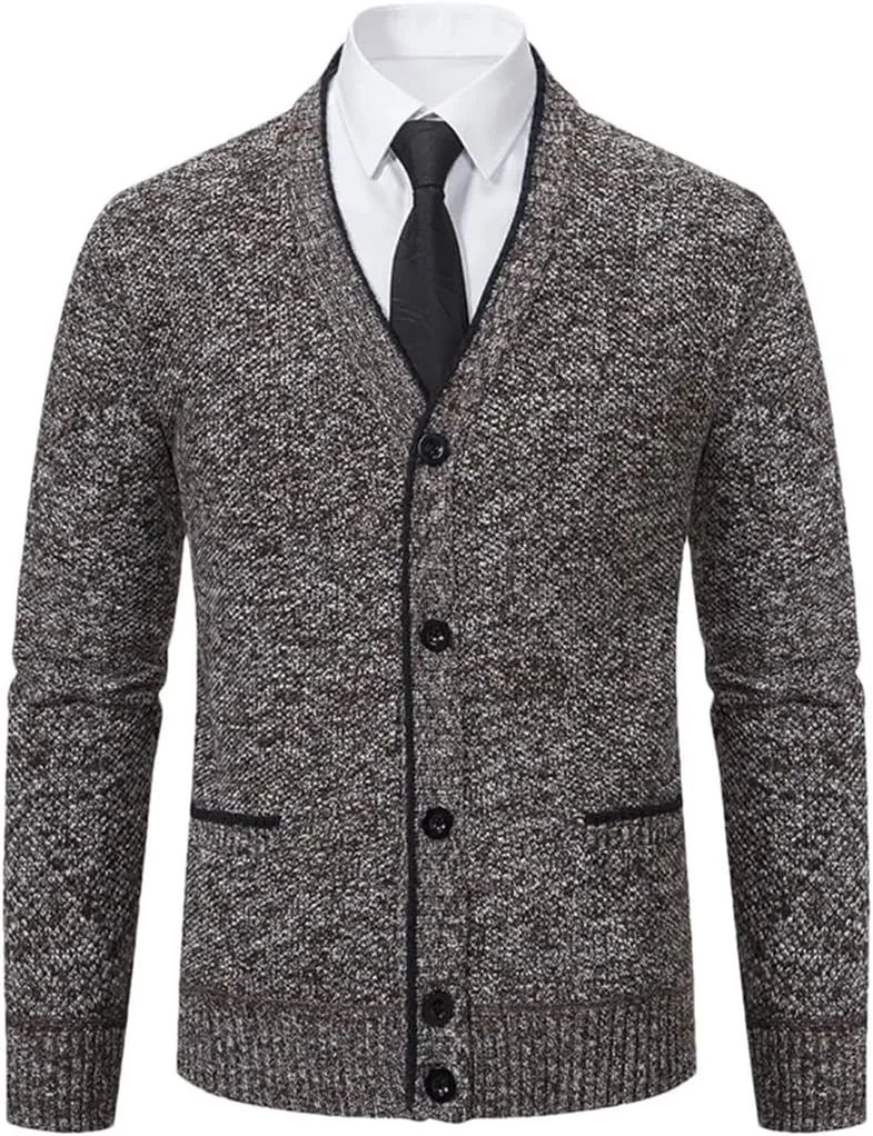 Мужской кардиган с V-образным воротником и длинными рукавами
Мужской кардиган с V-образным воротником и длинными рукавами