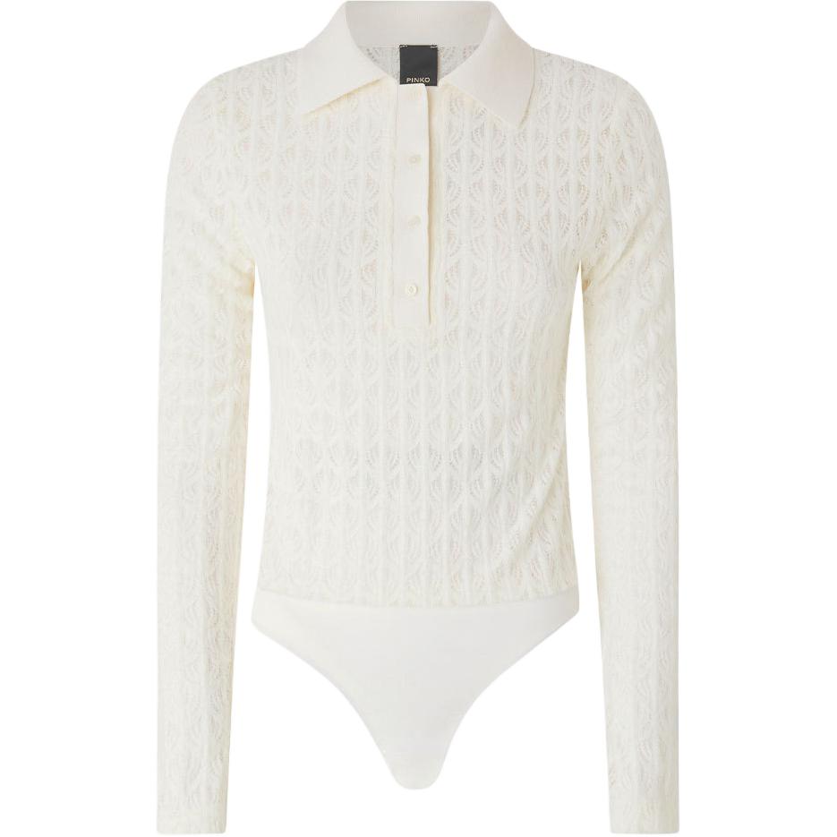 Поло боди с кружевными вставками PINKO, Ecru
Поло боди с кружевными вставками PINKO, Ecru