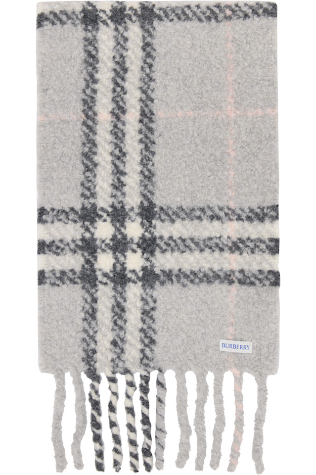Burberry Серый шарф букле из смесовой шерсти альпаки в клетку
Burberry Серый шарф букле из смесовой шерсти альпаки в клетку
