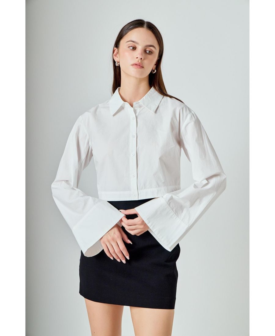 Женская короткая рубашка из поплина с широкими рукавами endless rose, White
Женская короткая рубашка из поплина с широкими рукавами endless rose, White