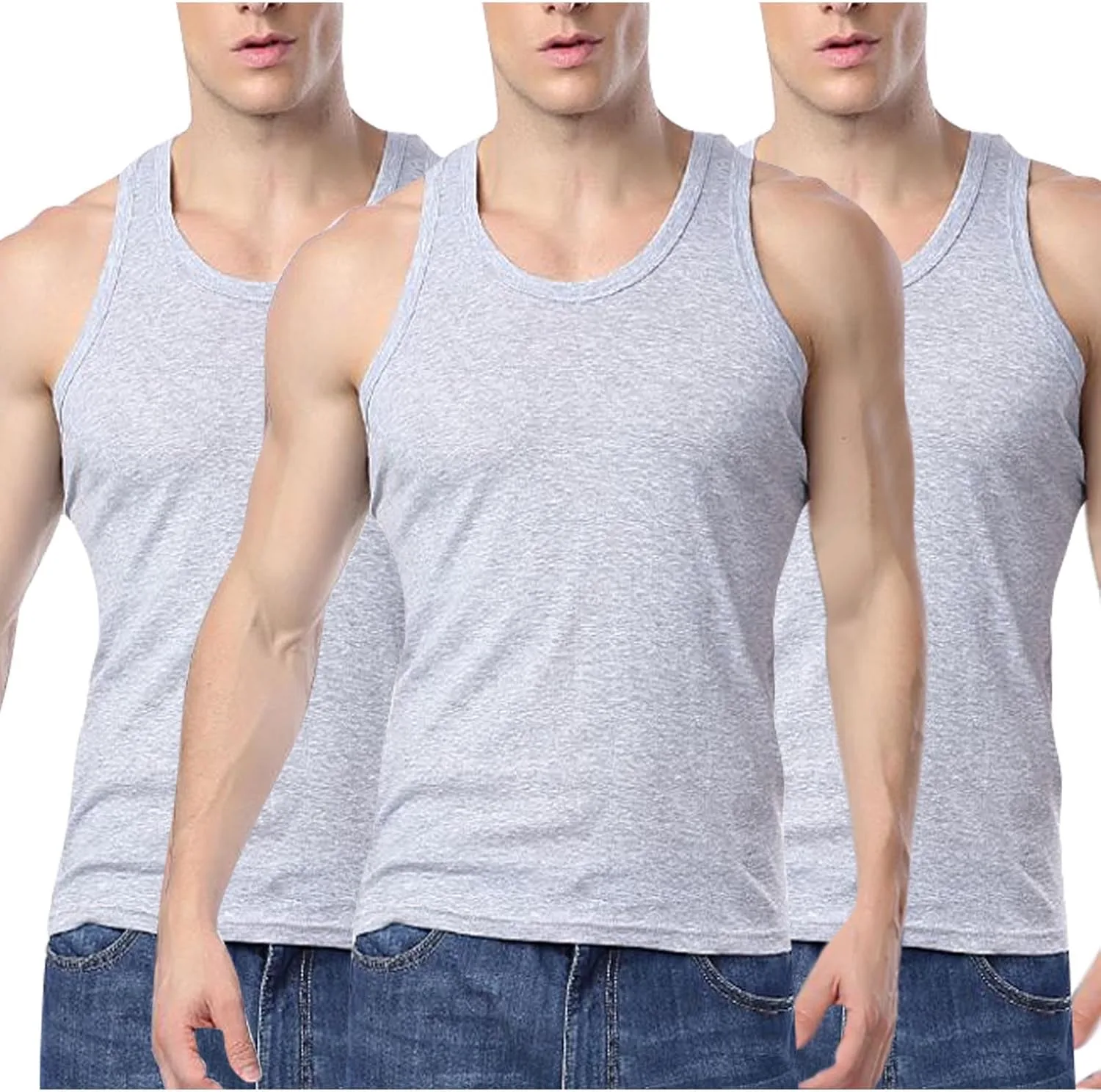 3 упаковки мужских майок A-Shirt из хлопка для тренировок
3 упаковки мужских майок A-Shirt из хлопка для тренировок