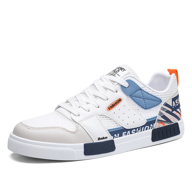 Нескользящие, износостойкие, легкие низкие мужские кроссовки для скейтбординга BAKE, White Blue 
Нескользящие, износостойкие, легкие низкие мужские кроссовки для скейтбординга BAKE, White Blue