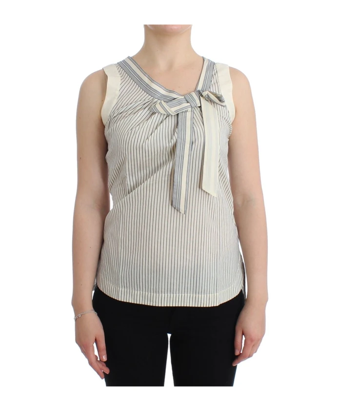 Полосатый топ из хлопка и шелка с бантом Ermanno Scervino, белый
Полосатый топ из хлопка и шелка с бантом Ermanno Scervino, белый