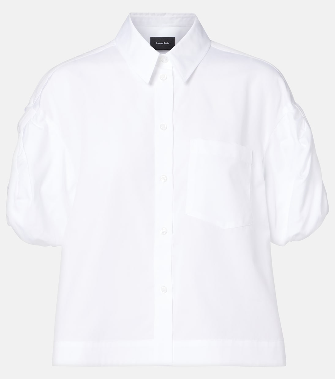 Короткая рубашка из хлопкового поплина с буфами на рукавах Simone Rocha, белый
Короткая рубашка из хлопкового поплина с буфами на рукавах Simone Rocha, белый