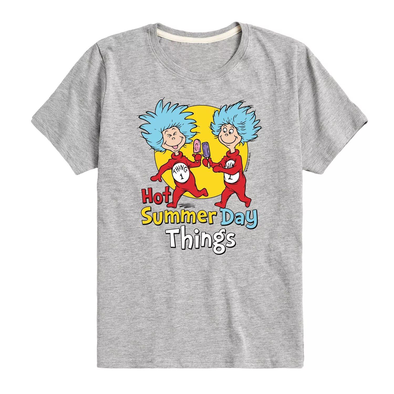 Футболка с рисунком «Hot Summer Day Things» для мальчиков 8–20 лет Dr. Seuss Thing One & Thing Two Licensed Character, серый
Футболка с рисунком «Hot Summer Day Things» для мальчиков 8–20 лет Dr. Seuss Thing One & Thing Two Licensed Character, серый