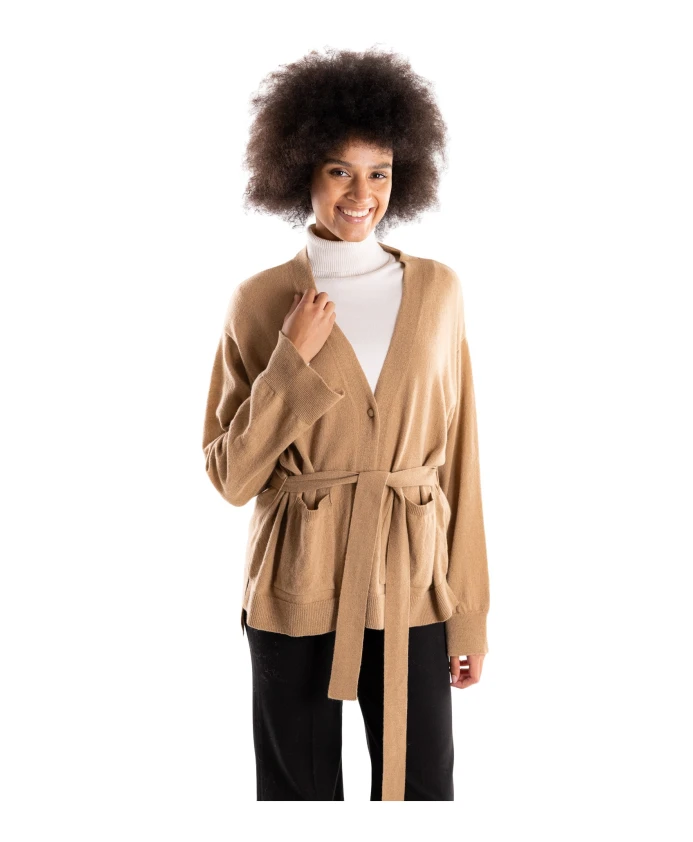 Кардиган из шерстяной смеси с поясом Akep, коричневый
Кардиган из шерстяной смеси с поясом Akep, коричневый