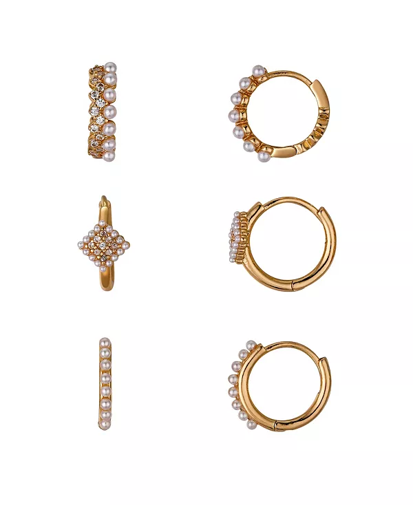 Комплект из 6 серег-колец с покрытием из кубического циркония 14 карат и белого искусственного жемчуга Unwritten, gold
Комплект из 6 серег-колец с покрытием из кубического циркония 14 карат и белого искусственного жемчуга Unwritten, gold
