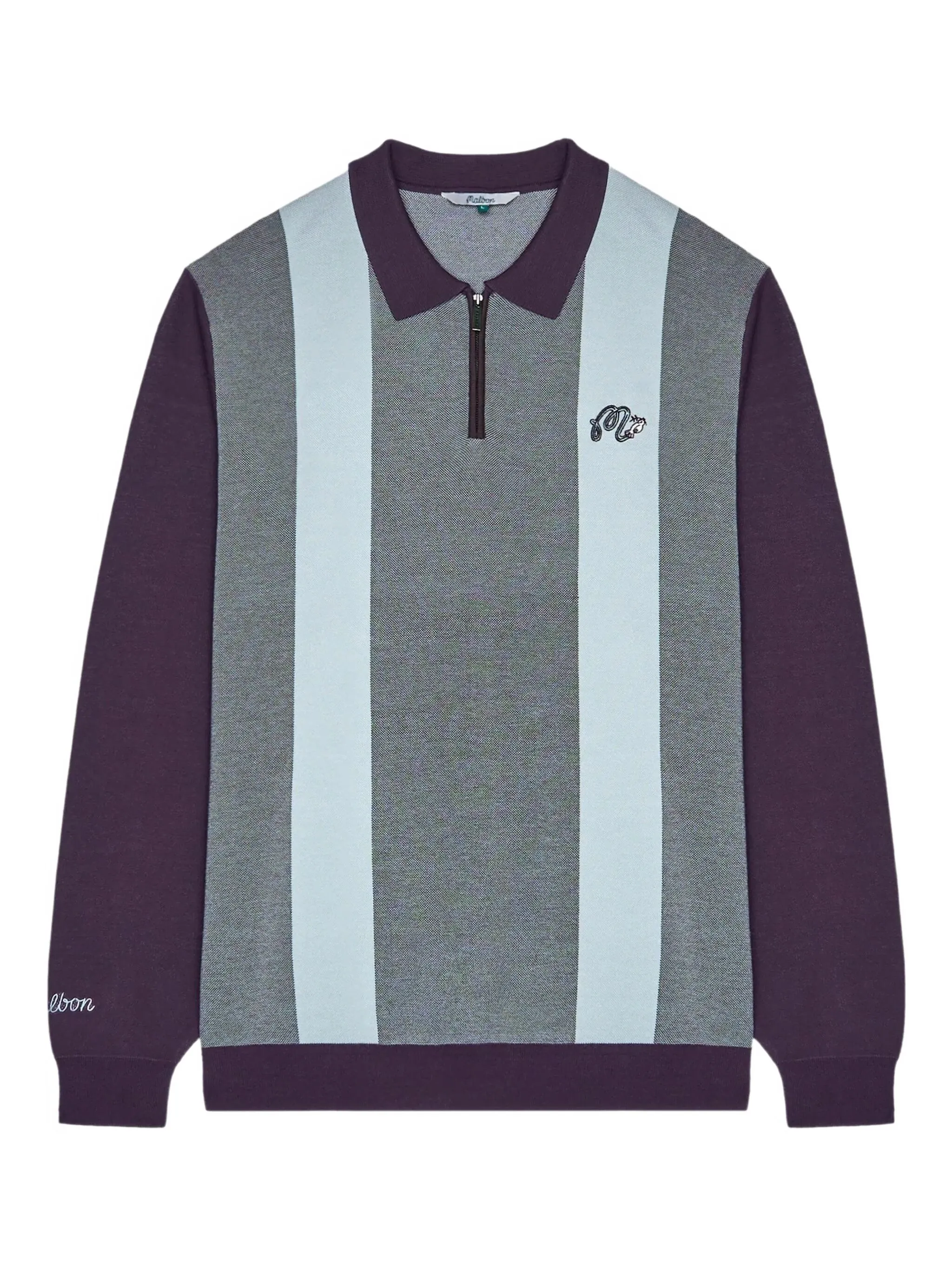 Полосатый свитер на молнии Malbon Golf, синий
Полосатый свитер на молнии Malbon Golf, синий