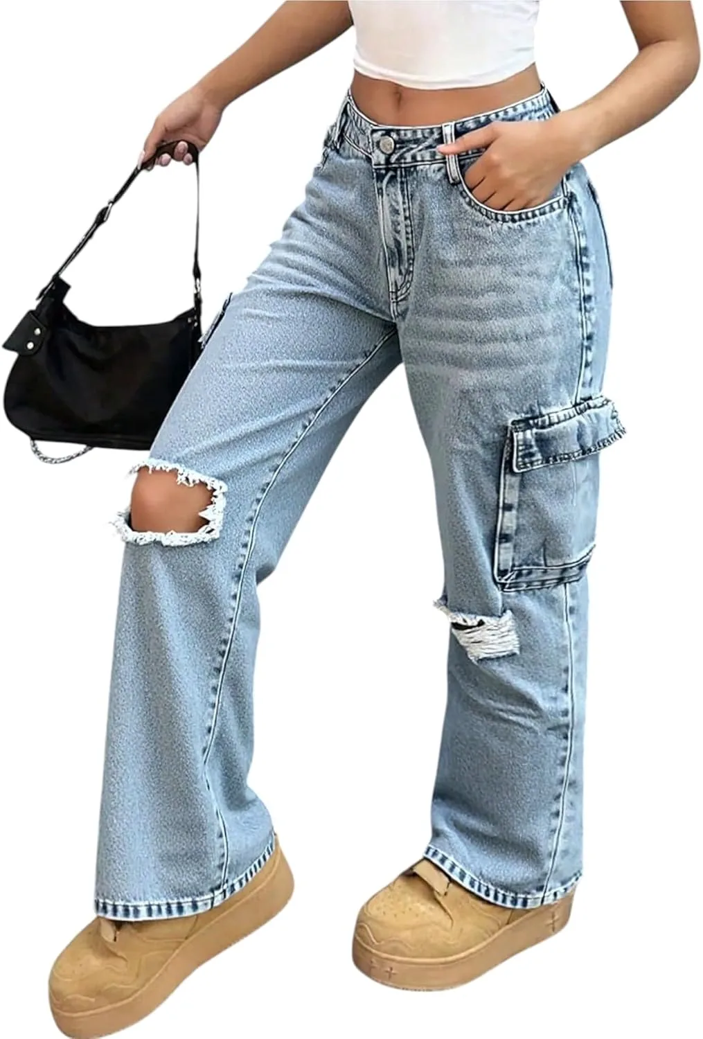 Женские карго штаны streetwear с рваным эффектом distressed прямые CFNZER
Женские карго штаны streetwear с рваным эффектом distressed прямые CFNZER