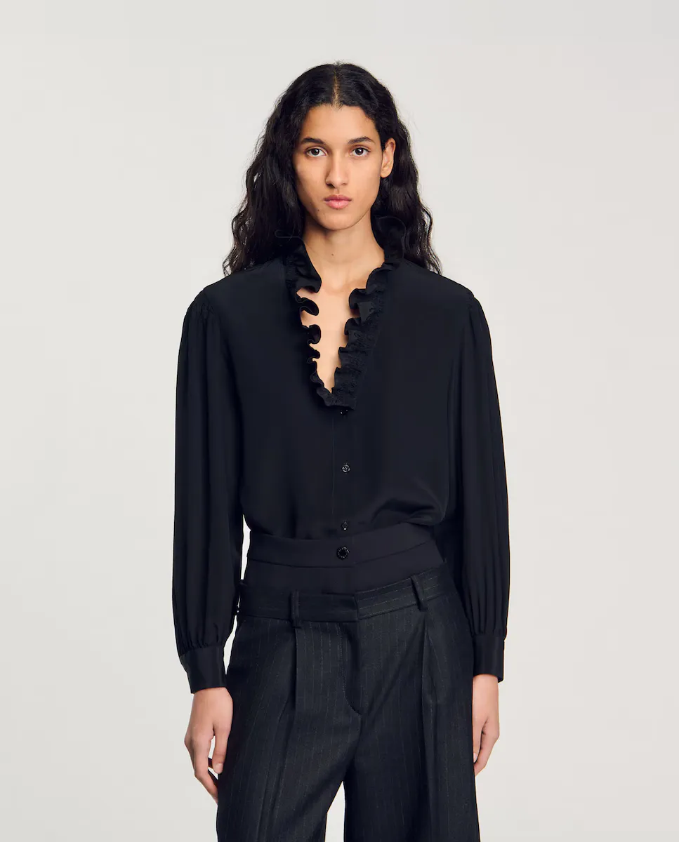 Женская рубашка из струящегося шелка Sandro, черный
Женская рубашка из струящегося шелка Sandro, черный