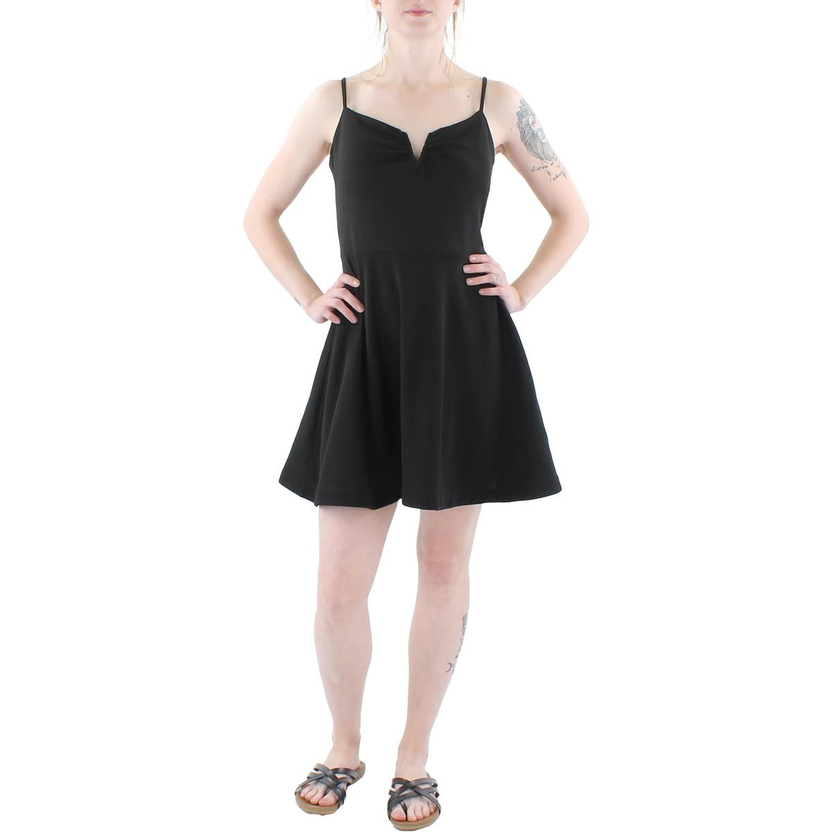 Платье для девочек-подростков из трикотажного полотна с вырезом на горловине и расклешенным кроем City Studios, черный