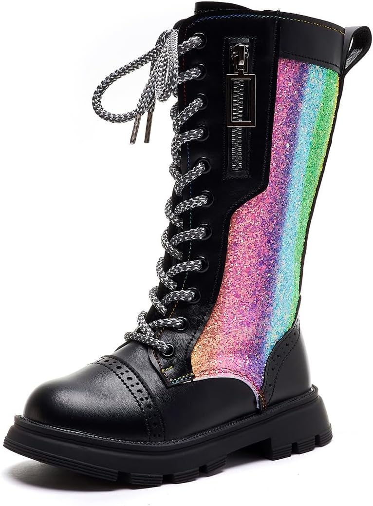 Детские сапоги kkdom для девочек до колена с шнуровкой и боковой молнией, средней длины, боевые/наездные, блестящие радужные зимние сапожки для детей, для вечеринок, Рождества и праздников, Black
Детские сапоги kkdom для девочек до колена с шнуровкой и боковой молнией, средней длины, боевые/наездные, блестящие радужные зимние сапожки для детей, для вечеринок, Рождества и праздников, Black