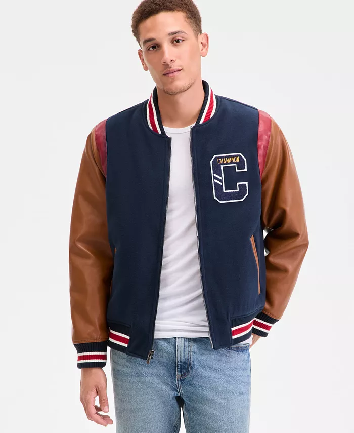 Мужская варисити-бомбер из смешанных материалов Champion, синий
Мужская варисити-бомбер из смешанных материалов Champion, синий
