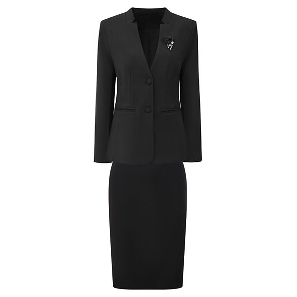 Женский костюм-двойка для офиса: пиджак и юбка-карандаш с брошью Inspire Chic, Black
Женский костюм-двойка для офиса: пиджак и юбка-карандаш с брошью Inspire Chic, Black