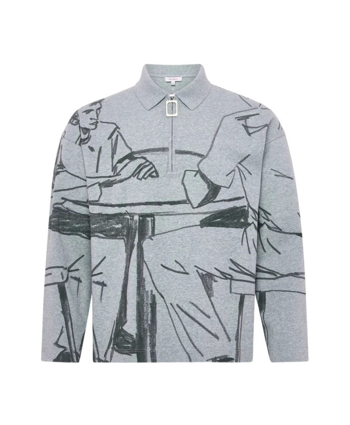 Пуловер с принтом в виде рисунка, серого цвета, с застежкой-молнией до середины груди. Jw Anderson, серый
Пуловер с принтом в виде рисунка, серого цвета, с застежкой-молнией до середины груди. Jw Anderson, серый