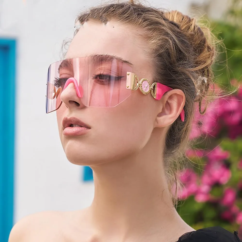 Большие солнцезащитные очки-щитки для женщин, модные солнцезащитные очки без оправы для мужчин, роскошные солнцезащитные очки в стиле панк TYUVIVO, C2 Silver Black
Большие солнцезащитные очки-щитки для женщин, модные солнцезащитные очки без оправы для мужчин, роскошные солнцезащитные очки в стиле панк TYUVIVO, C2 Silver Black