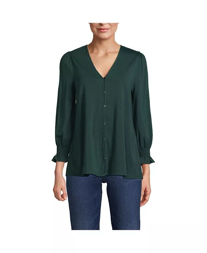 Женский легкий трикотажный топ на пуговицах с рукавом 3/4 Lands' End, зеленый
Женский легкий трикотажный топ на пуговицах с рукавом 3/4 Lands' End, зеленый