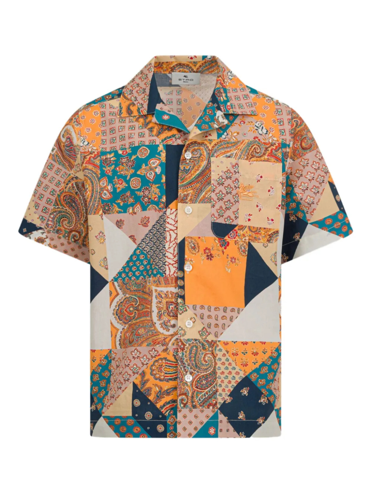 Лоскутная хлопковая рубашка ETRO KIDS, оранжевый 
Лоскутная хлопковая рубашка ETRO KIDS, оранжевый