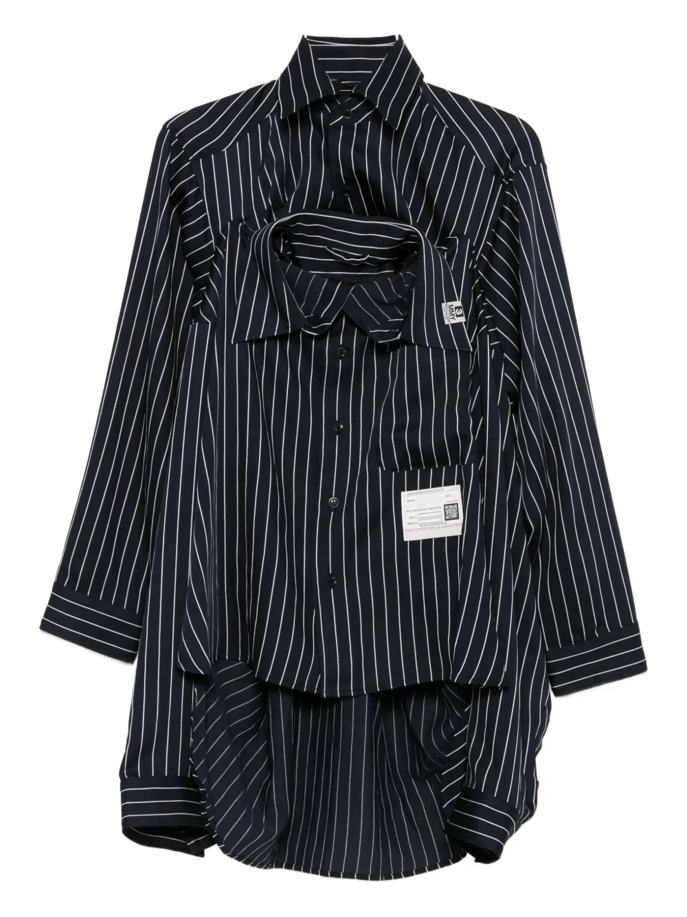 Многослойная рубашка в тонкую полоску Maison Mihara Yasuhiro, синий 
Многослойная рубашка в тонкую полоску Maison Mihara Yasuhiro, синий