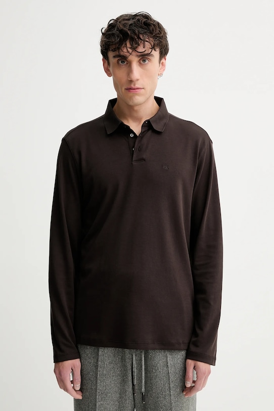 Хлопковый лонгслив Calvin Klein, коричневый
Хлопковый лонгслив Calvin Klein, коричневый