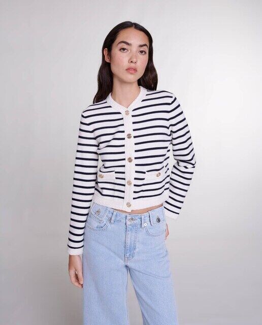 Полосатый женский кардиган с застежкой на пуговицы Maje, мультиколор
Полосатый женский кардиган с застежкой на пуговицы Maje, мультиколор