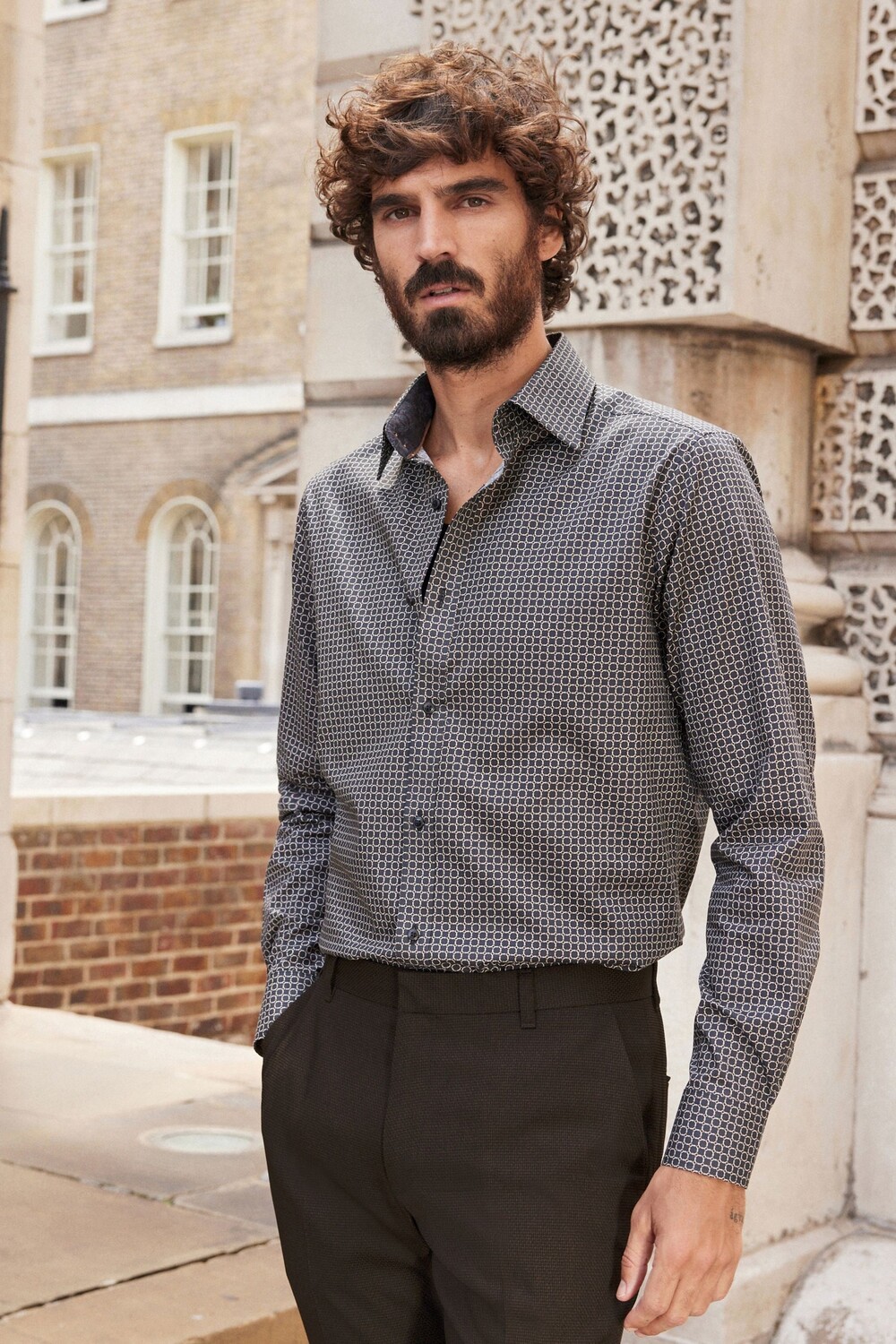 Рубашка с узорной отделкой Next, черный
Рубашка с узорной отделкой Next, черный