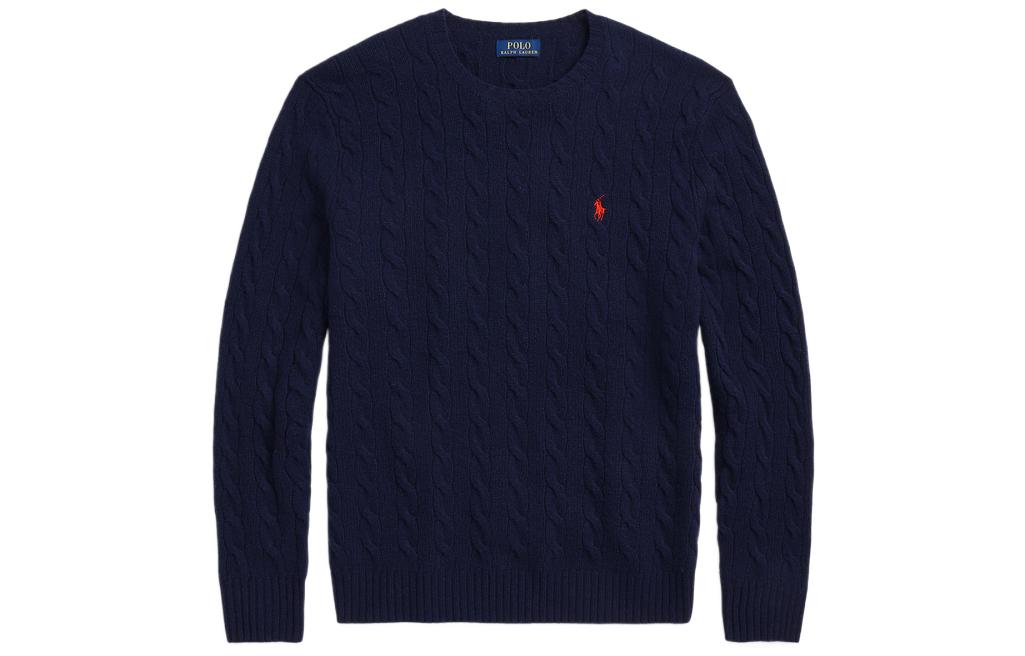 Поло Ральф Лорен, синий джемпер с кабельной вязкой и вышитым логотипом
Поло Ральф Лорен, синий джемпер с кабельной вязкой и вышитым логотипом