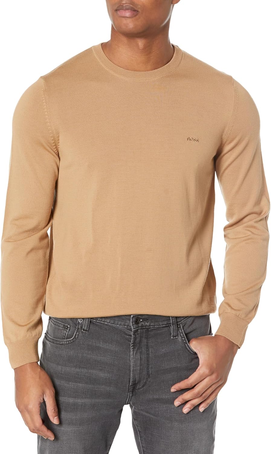 BOSS Мужской свитер с круглым вырезом и ребристыми манжетами, Brownsville Beige
BOSS Мужской свитер с круглым вырезом и ребристыми манжетами, Brownsville Beige