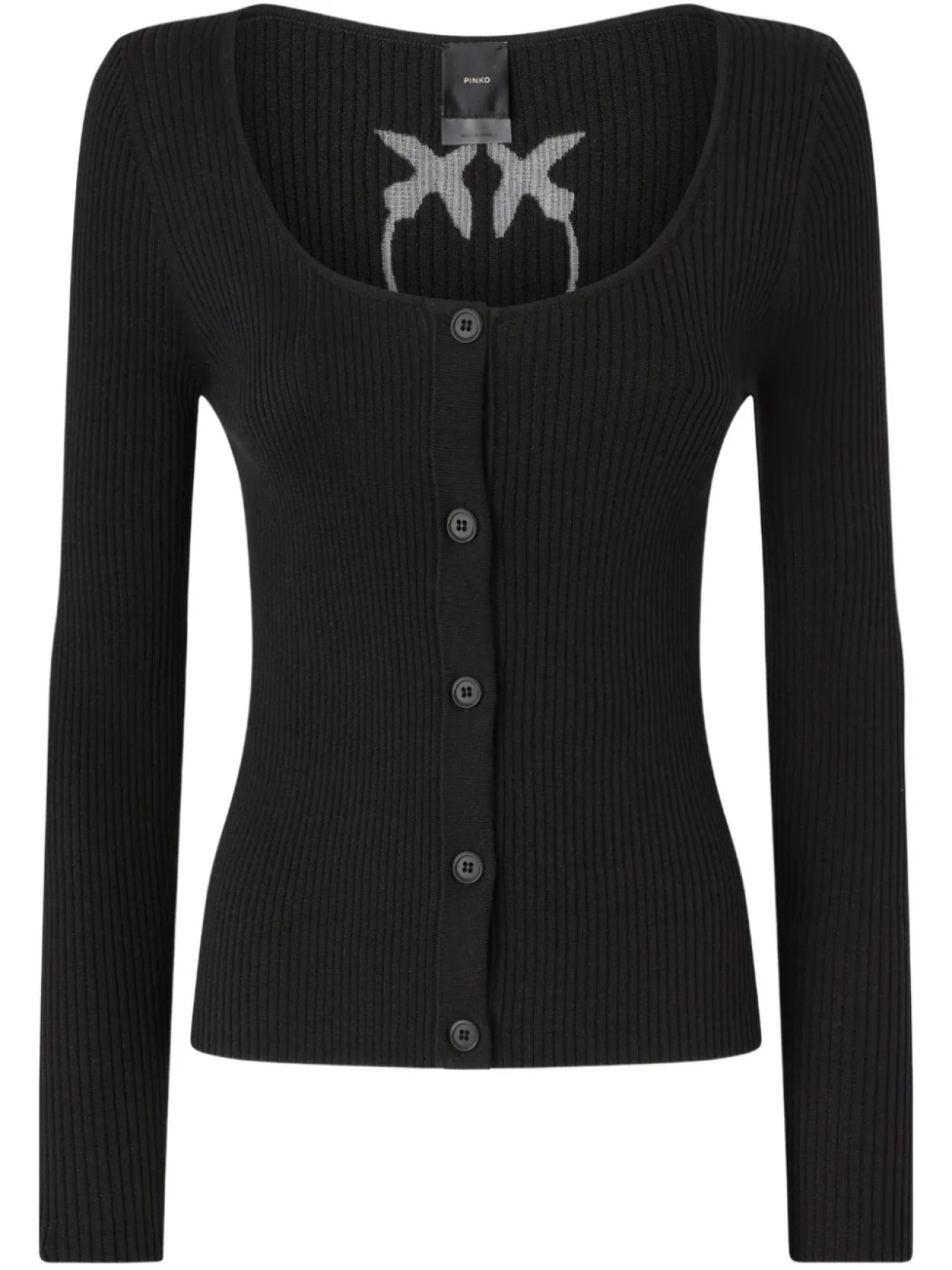 Укороченный кардиган в рубчик PINKO, черный
Укороченный кардиган в рубчик PINKO, черный