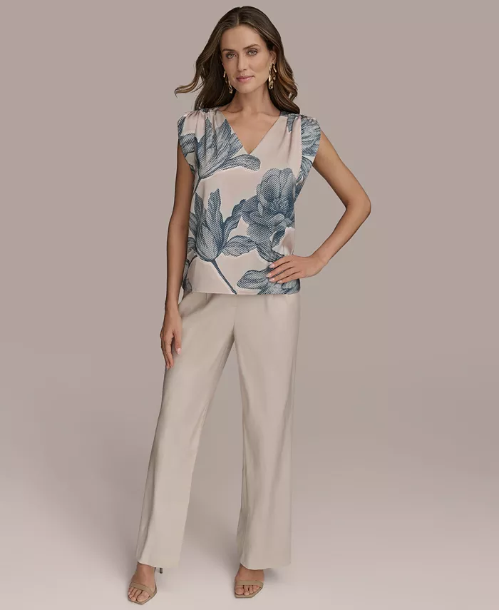 Женская блузка без рукавов с принтом Donna Karan New York, коричневый/бежевый 
Женская блузка без рукавов с принтом Donna Karan New York, коричневый/бежевый