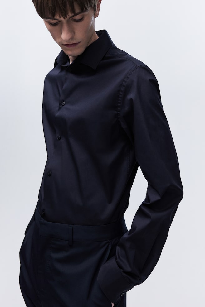 Эластичная рубашка облегающего кроя H&M, синий
Эластичная рубашка облегающего кроя H&M, синий