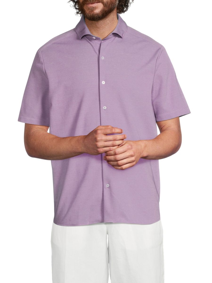 Рубашка с короткими рукавами из меланжевого трикотажа Luchiano Visconti, цвет Plum
Рубашка с короткими рукавами из меланжевого трикотажа Luchiano Visconti, цвет Plum