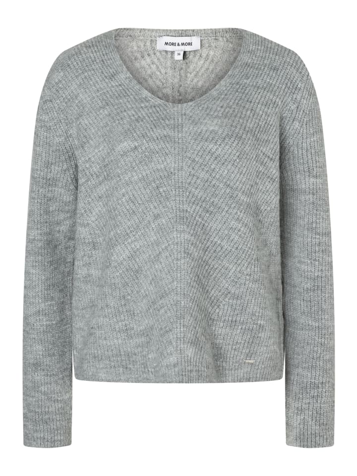 Свитер в рубчик с V-образным вырезом в цвете серебристо-серый меланж More & More
Свитер в рубчик с V-образным вырезом в цвете серебристо-серый меланж More & More