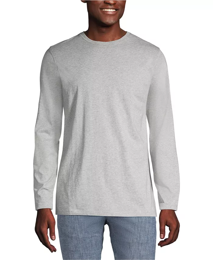 Мужская хлопковая футболка с длинным рукавом из Supima Lands' End, серый
Мужская хлопковая футболка с длинным рукавом из Supima Lands' End, серый