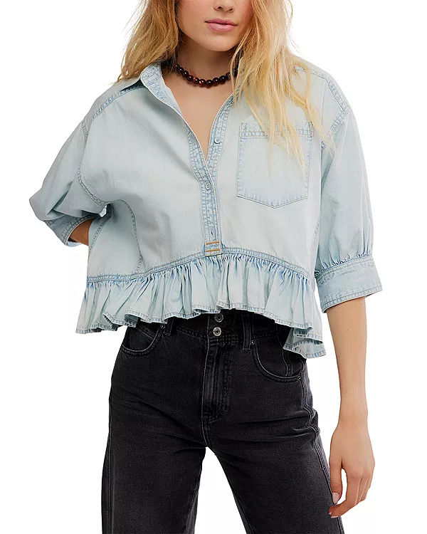 Джинсовая рубашка Bailey с оборками Free People, синий
Джинсовая рубашка Bailey с оборками Free People, синий