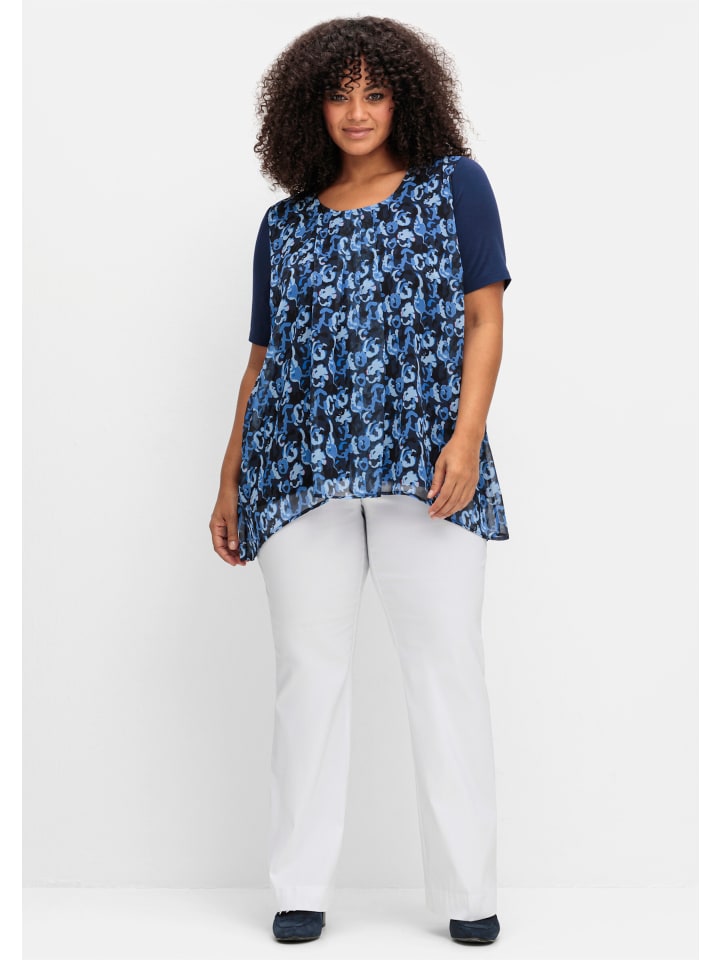 Блузка-рубашка в темно-синем узоре sheego
Блузка-рубашка в темно-синем узоре sheego