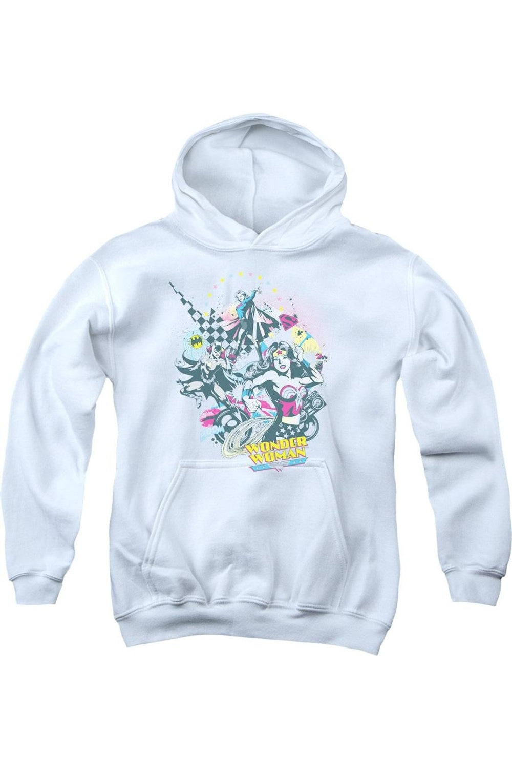 DC Comics Трио Силы молодежная толстовка с капюшоном Gildan, белый
DC Comics Трио Силы молодежная толстовка с капюшоном Gildan, белый