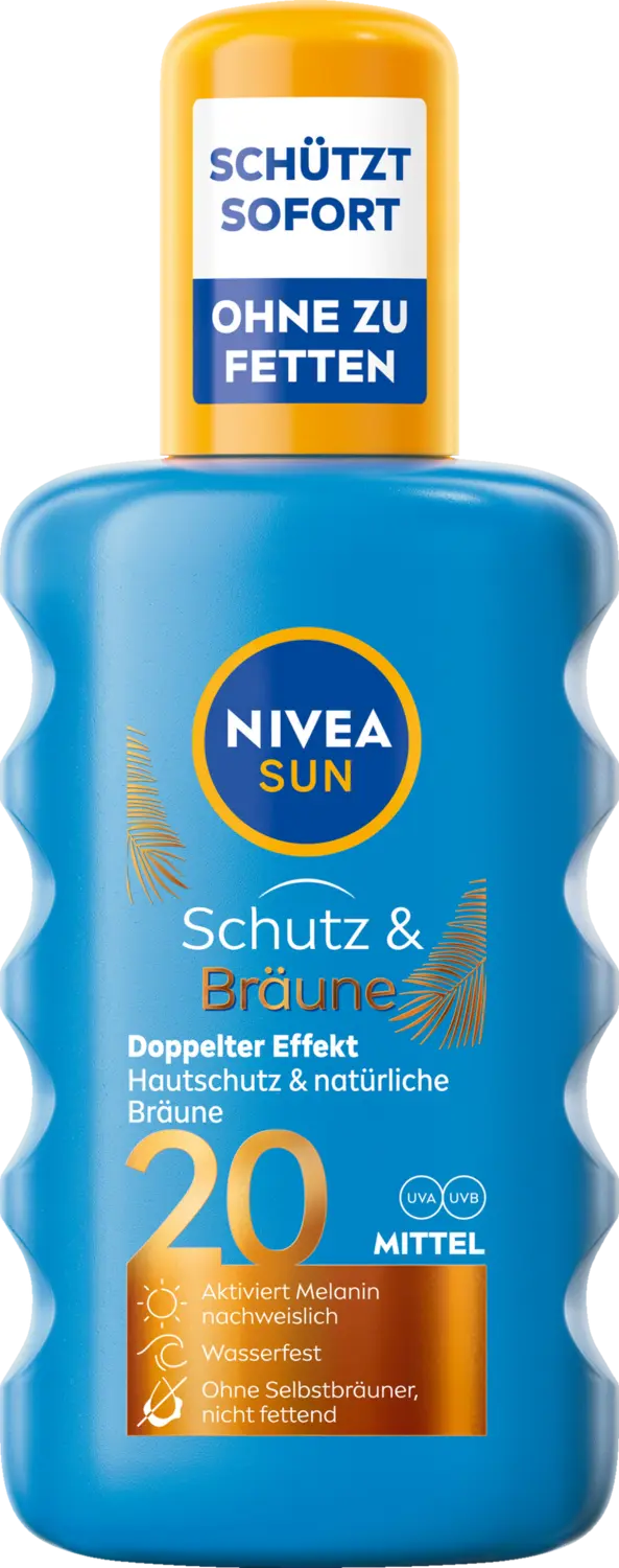 Солнцезащитный крем NIVEA SUN Schutz & Bräune Pumpspray LSF 20
Солнцезащитный крем NIVEA SUN Schutz & Bräune Pumpspray LSF 20