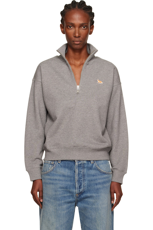 Полузастёгивающийся свитшот с вышивкой лисёнка Maison Kitsuné, серый
Полузастёгивающийся свитшот с вышивкой лисёнка Maison Kitsuné, серый