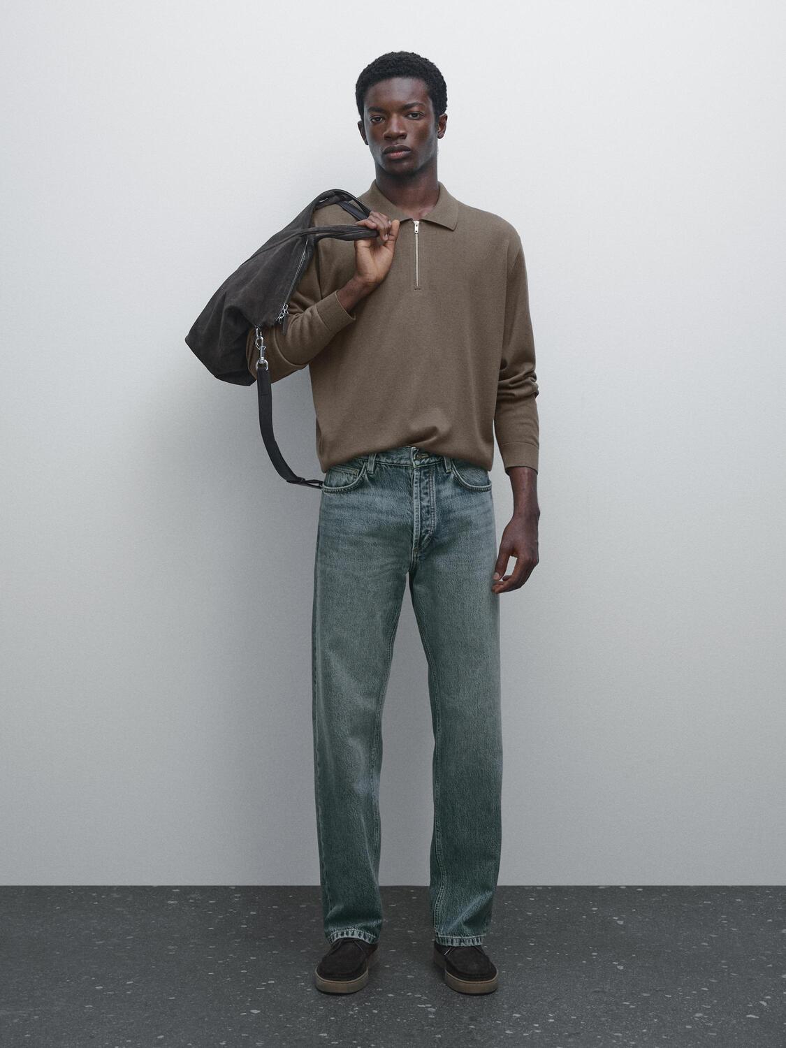 Вязаный свитер-поло с застежкой-молнией Massimo Dutti, хаки
Вязаный свитер-поло с застежкой-молнией Massimo Dutti, хаки