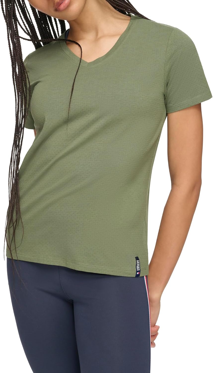 Женская футболка Tommy Hilfiger из фактурного джерси с V-образным вырезом и короткими рукавами, Basil
Женская футболка Tommy Hilfiger из фактурного джерси с V-образным вырезом и короткими рукавами, Basil