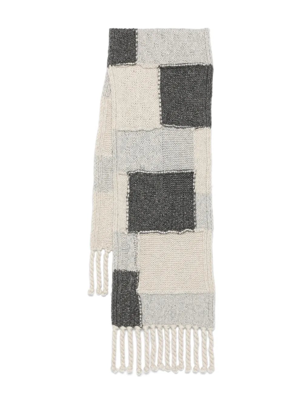 Лоскутный шарф с бахромой GANNI, серый
Лоскутный шарф с бахромой GANNI, серый