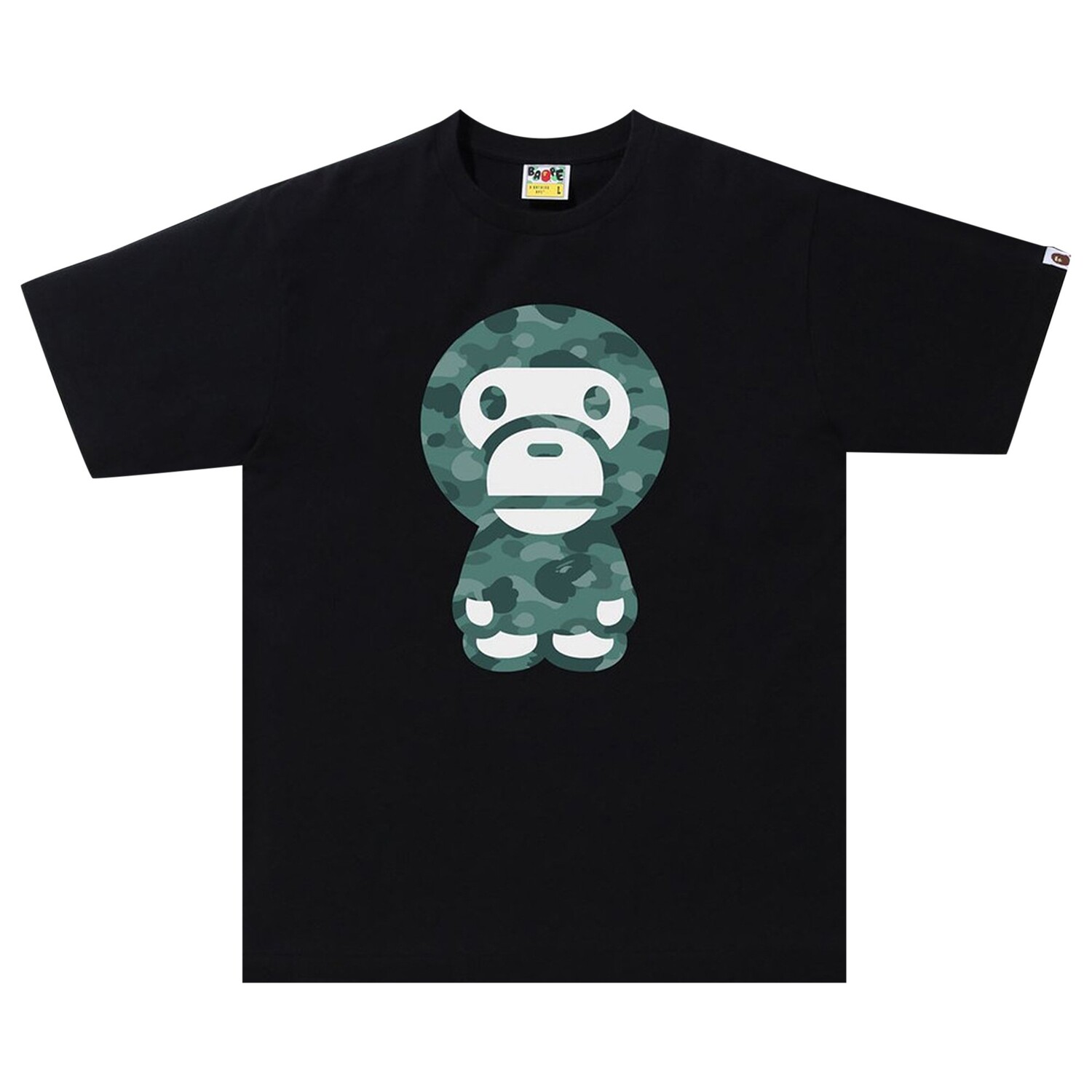 Футболка BAPE Color Camo Big Baby Milo, черный/зеленый 
Футболка BAPE Color Camo Big Baby Milo, черный/зеленый