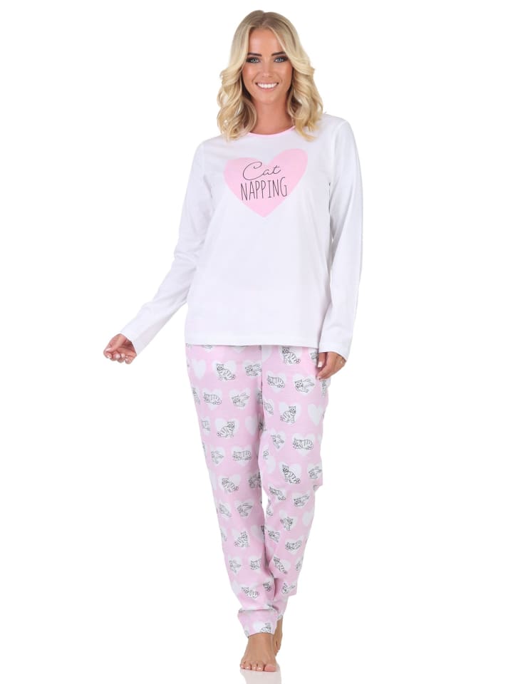 NORMANN Пижама с длинными рукавами, розового цвета, с рисунком в виде сердечек и кошек
NORMANN Пижама с длинными рукавами, розового цвета, с рисунком в виде сердечек и кошек