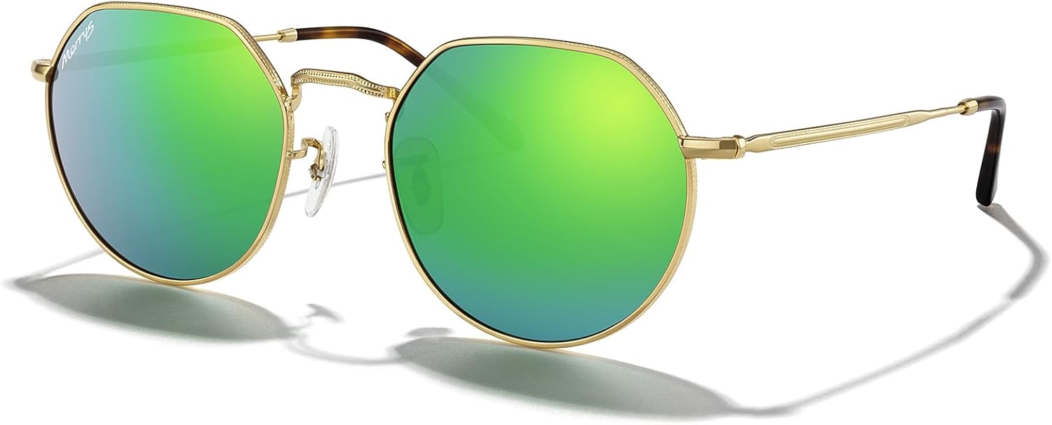 Круглые многоугольные металлические поляризованные солнцезащитные очки MERRY для женщин и мужчин, в стиле ретро, классика и винтаж, модель S6565 MERRY'S, Polished Gold Frame/Green Mirror Lens
Круглые многоугольные металлические поляризованные солнцезащитные очки MERRY для женщин и мужчин, в стиле ретро, классика и винтаж, модель S6565 MERRY'S, Polished Gold Frame/Green Mirror Lens