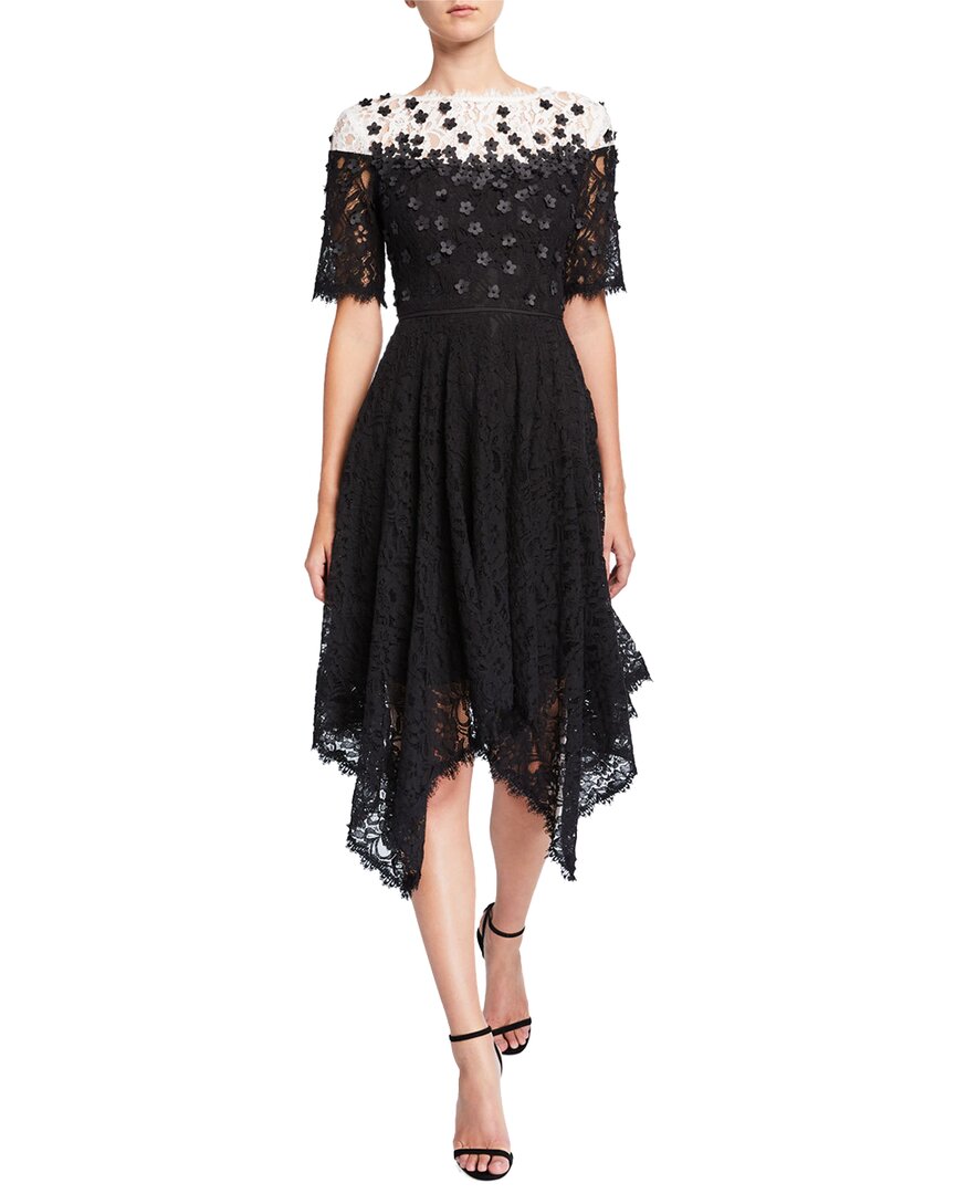 SHANI Платье-носовой платок с цветочными аппликациями и кружевом, черный 
SHANI Платье-носовой платок с цветочными аппликациями и кружевом, черный