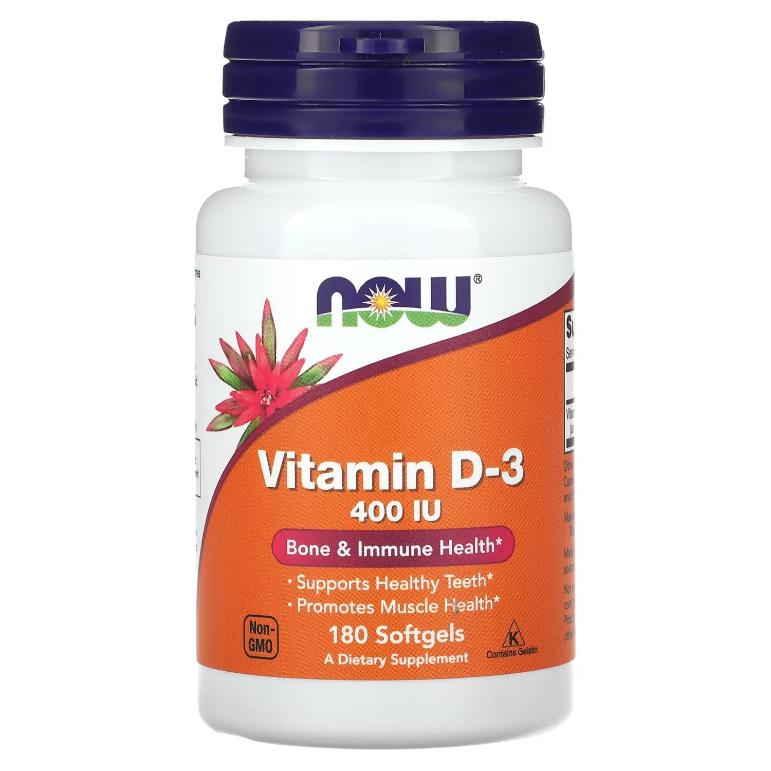 Витамин D-3 Now Foods 400 МЕ, 180 мягких таблеток 
Витамин D-3 Now Foods 400 МЕ, 180 мягких таблеток